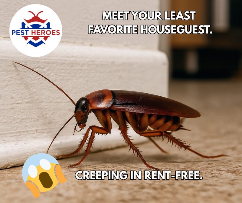 Close-up image of a cockroach in a Virginia Beach home, symbolizing the need for professional pest control by Pest Heroes